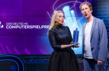Barbara Schöneberger und Uke Bosse beim Deutschen Computerspielpreis 2021. Bild: Franziska Krug/Getty Images for Quinke Networks