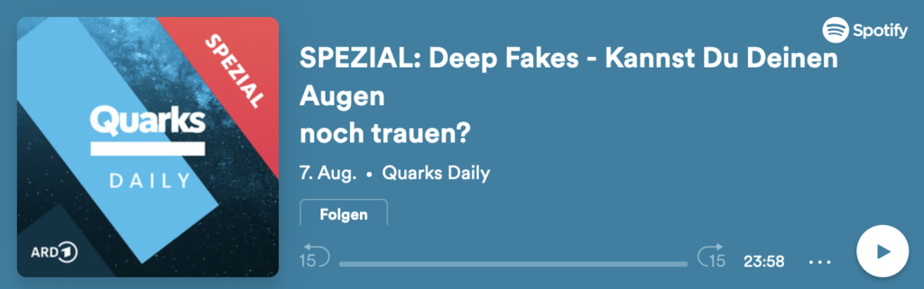 Quarks Daily Spezial zum Thema Deepfakes